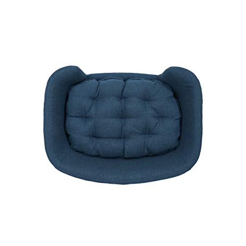 GDFStudio Mid Century Small Plush Pet Bed, Dark Gray and Natural Finish