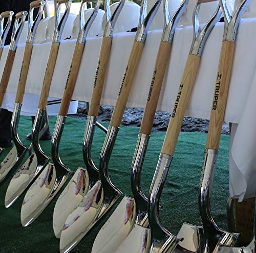 Truper 33127 Tru Pro Polished Chrome Ceremonial Shovel with Steel/Wood D-Handle Perfect for Groundbreaking Ceremonies, 44.5-Inch, 6-Pack