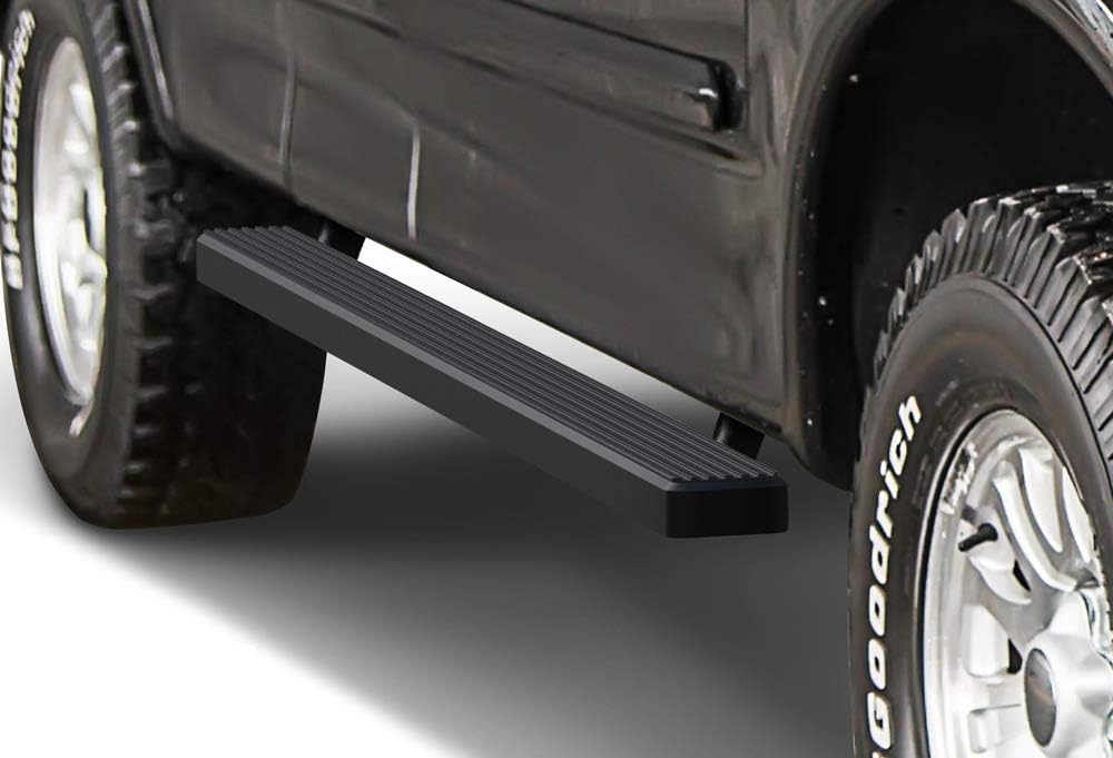 APS 4in Black iBoard Running Boards Compatible with Ford F150 F250 Light Duty Super Cab 99-03