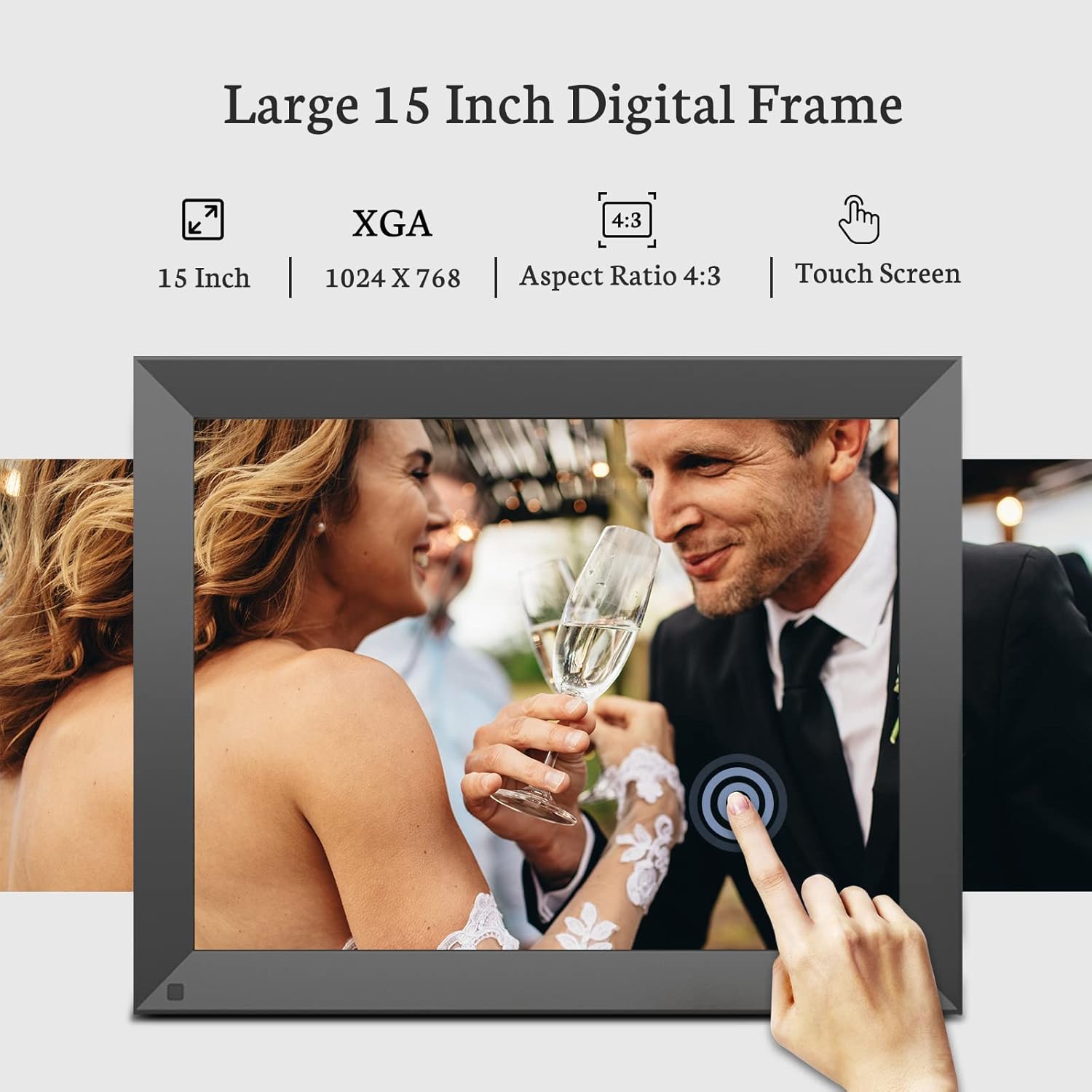 BSIMB Digital Picture Frame IPS Display, Wall-Mountable Electric Photo Frame with Remote Control, Place in Landscape&Portrait, Gift for Mother's Day