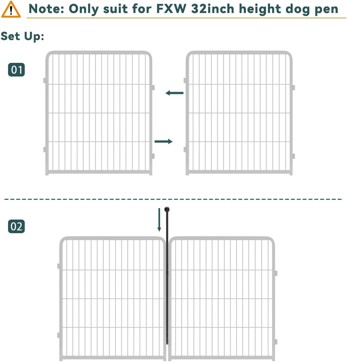 FXW Dog Playpen, 8/16/24/32 Panels Dog Pen Indoor Outdoor 32-Inch Height Puppy Playpen Pet Fence Gate with Doors for Large/Medium/Small Dogs, Exercise Pen for Yard,Camping, RV