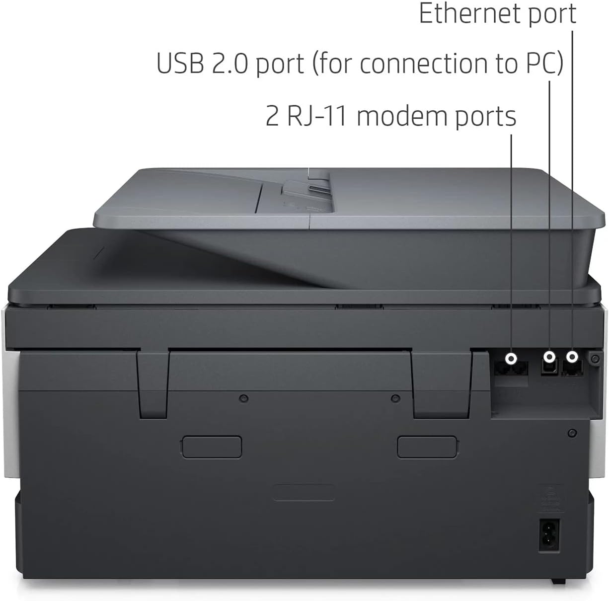 HP OfficeJet Pro 90 18e All-in-One Wireless Color Inkjet Printer, Gray - Print Scan Copy Fax - Instant Ink Ready, 22 ppm, 4800 x 1200 dpi, 512MB Memory, 35-Sheet ADF, Ethernet, Cbmou External Webcam