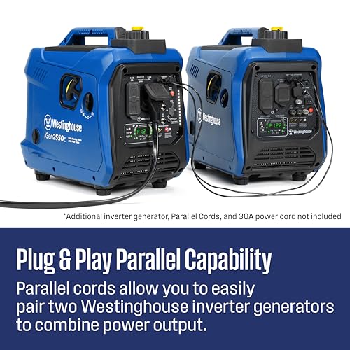 Westinghouse 2550 Peak Watt Super Quiet & Lightweight Portable Inverter Generator, RV Ready 30A Outlet, Gas and Propane Powered, CO Sensor, Parallel Capable, Long Run Time