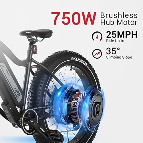 Himiway Cruiser Electric Bike, 750W 60MI 48V 17.5Ah Battery 26"x4" Fat Tire,25MPH Top Speed, 7 Speed, 350LBS Payload,UL Certified