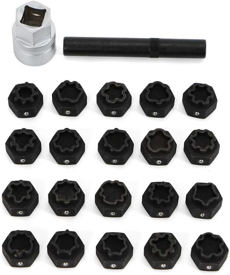 LYNICESHOP Car Wheel Lock - 22Pc Wheel Locking Key Anti-Theft Wheel Rim Lug Nut Master Removal Set - Anti-Theft Removal Tool Pack of 2