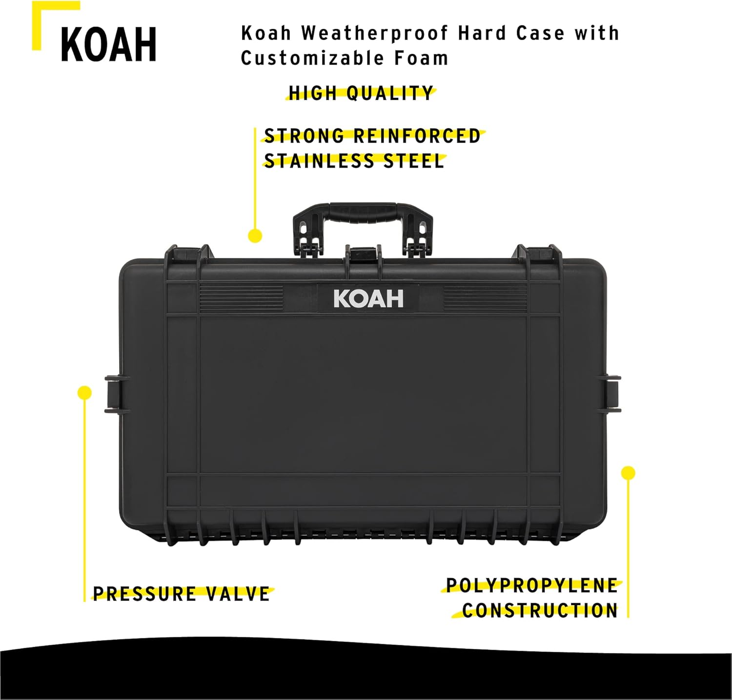 Koah Weatherproof Hard Case with Customizable Foam (28.3" x 16.9" x 7.0" Inch Outer, 25.4" x 13.7" x 6.4" Inner)