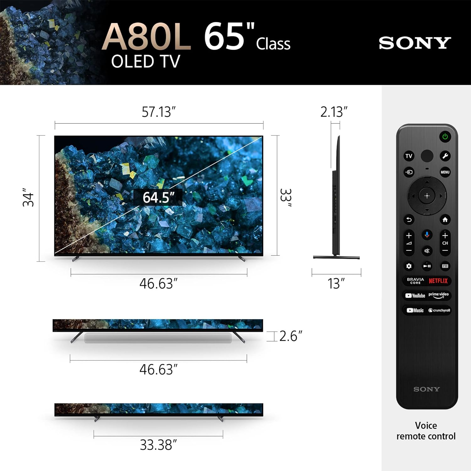 Sony OLED 65 inch BRAVIA XR A80L Series 4K Ultra HD TV