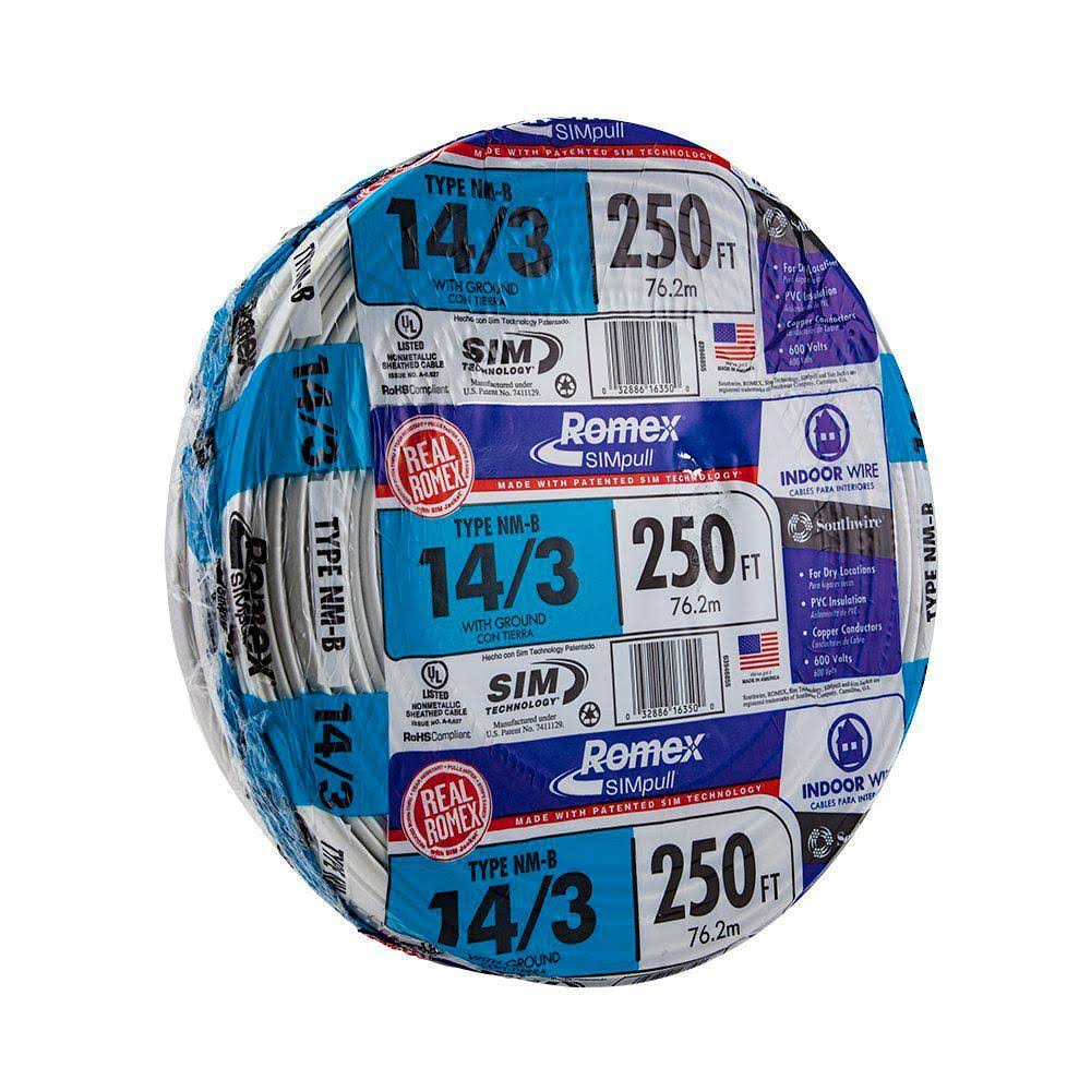 Romex 250& Roll 14/3 Nm-b Indoor Electrical Copper Wire