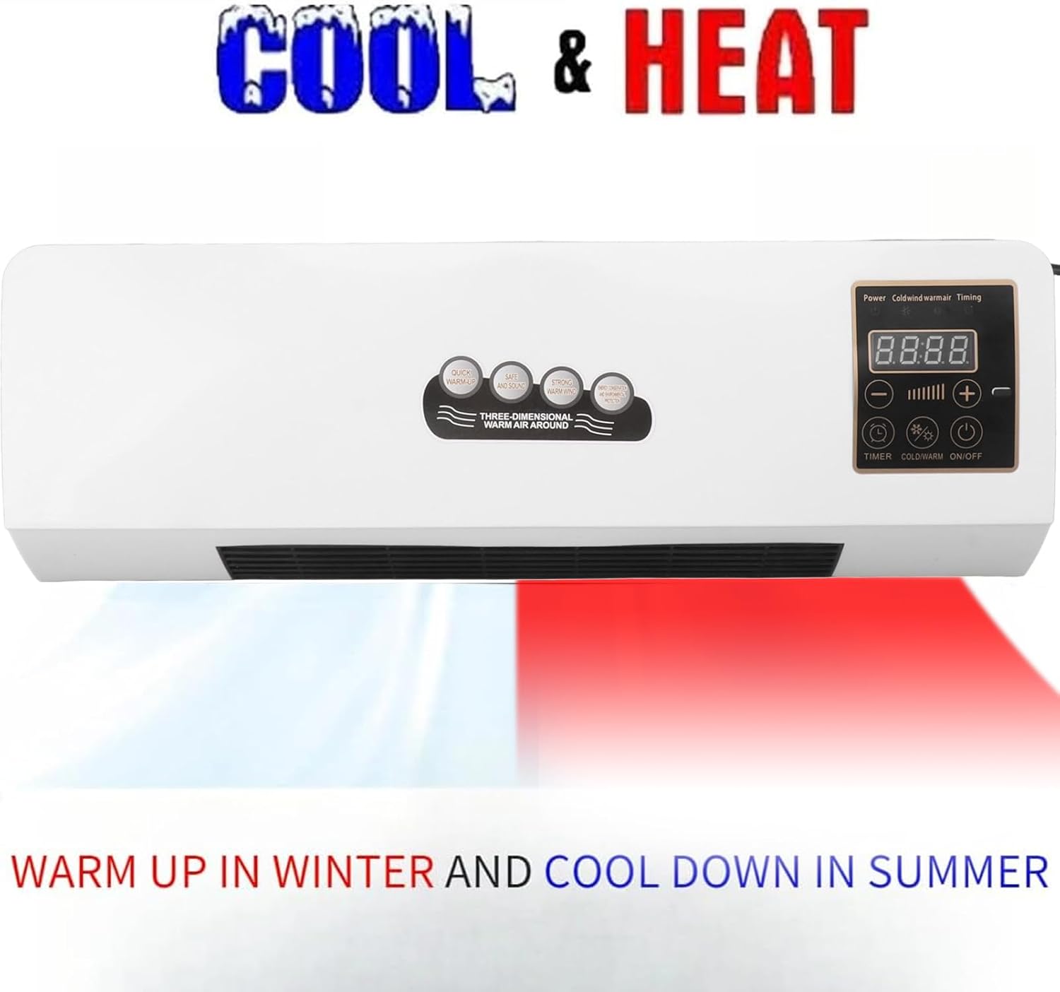 Wall Mounted Heating Machine, Mini Nature Fan and Heating Wall Mounted Fan, Low Noise Touch Control Small Air Cooler Heater Machine for Indoor Outdoor (Style 3)