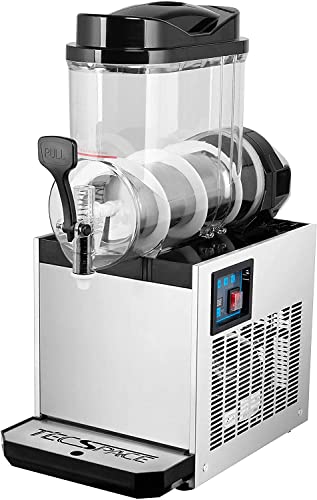 TECSPACE 110V Commercial Slushy Machine,15/30/45L Stainless Steel Margarita Smoothie Frozen Drink Maker for Ice Juice Tea Coffee Making, Sliver (2 Tan