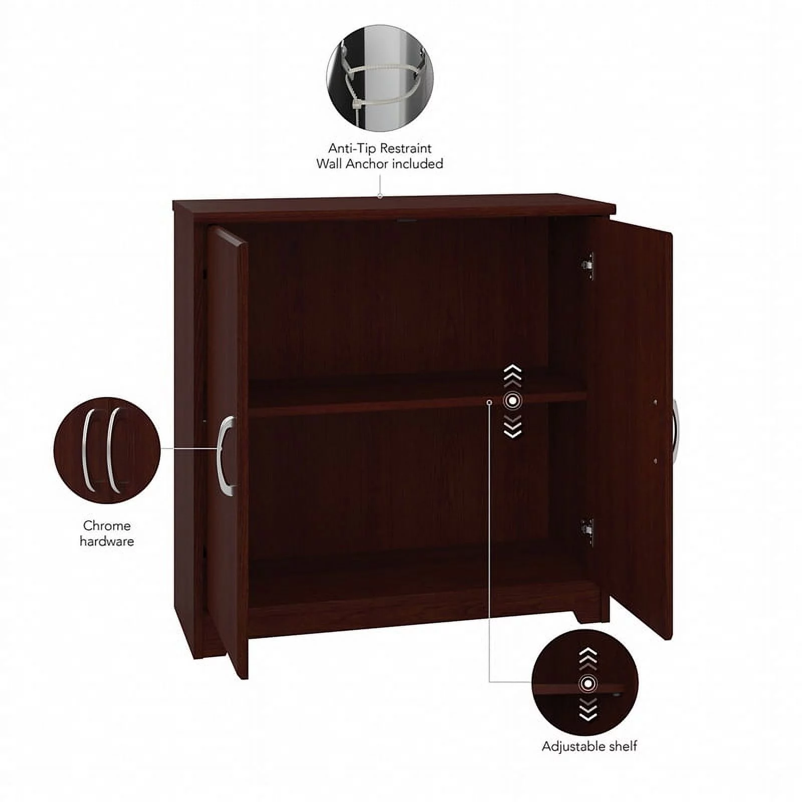 Bowery Hill Small Storage Cabinet in Harvest Cherry - Engineered Wood