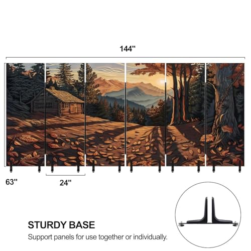 3 Panels Freestanding Acoustic Room Divider Greens Vibrant Daybreak Panorama Art Print Soundproof Privacy Screen Folding Sound Absorbing Partition Wall Divider for Office