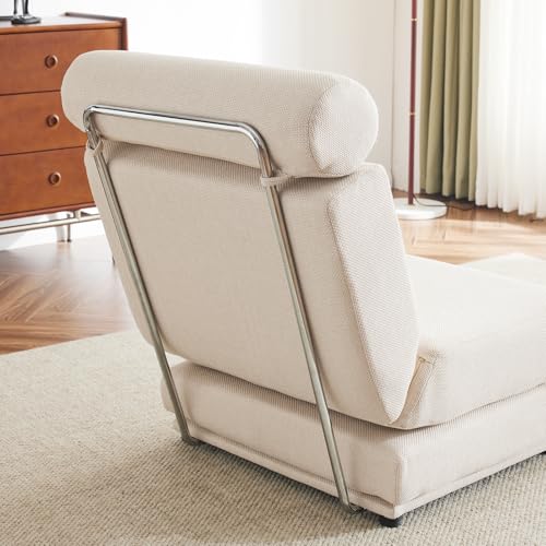 Folding Sofa Bed Futon Couch, Single Floor Sofa,Mini Sleeper Chair, Convertible Sofa Bed for Guest Room,Living Room,Bedroom,Office (Beige)