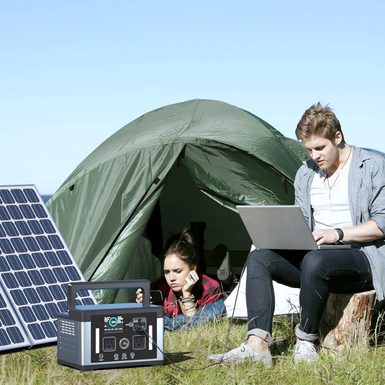 sevkumz Portable Power Station, 240Wh Backup LiFePO4 Battery, 110V/200W Pure Sine Wave AC Outlet, Solar Generator (Solar Panel Not Included) for Outdoors Camping Travel Hunting Emergency