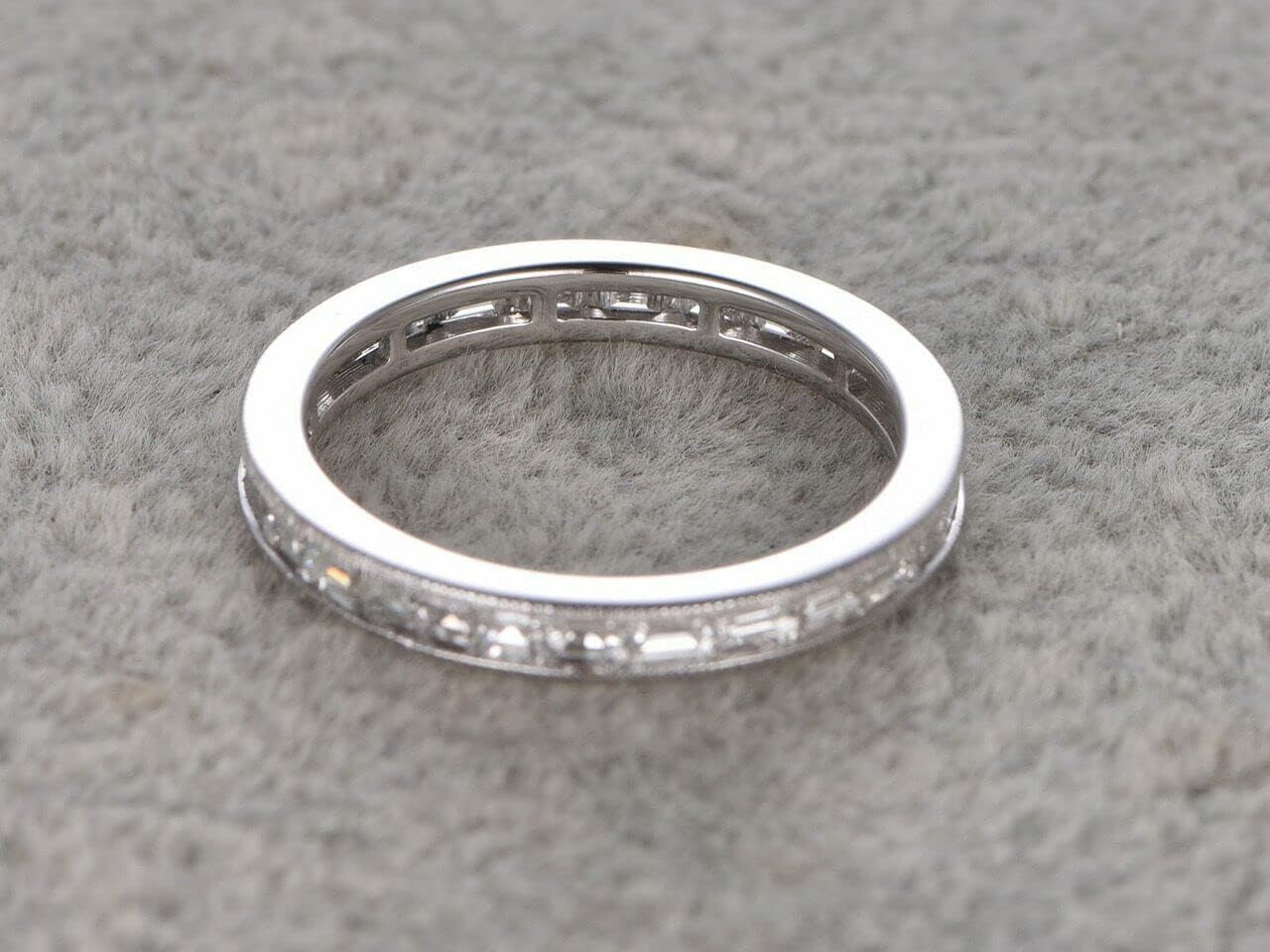 2ct Baguette Cut Moissanite Wedding Band Channel Set Eternity White Gold Plated