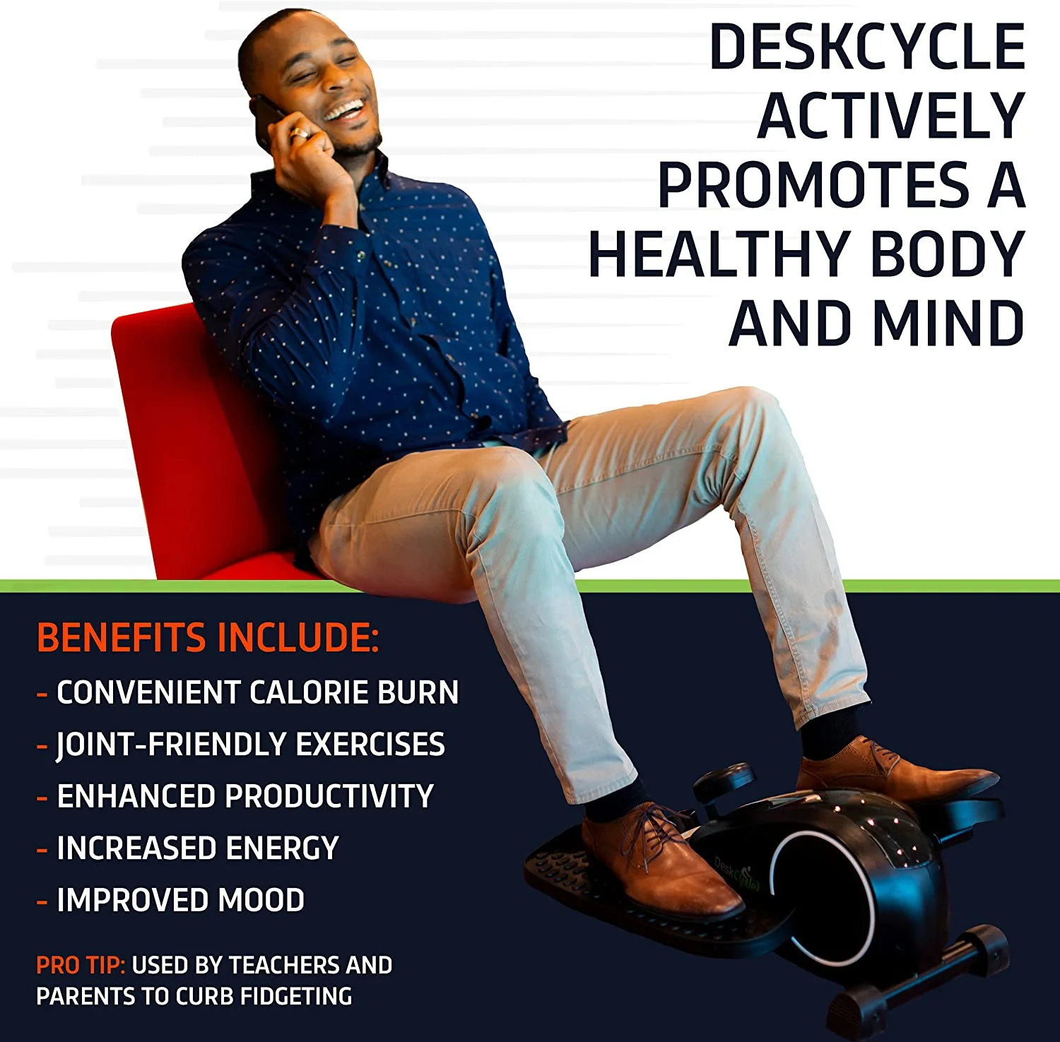DeskCycle Ellipse Under Desk Elliptical Machine - Get Fit While You Work with Our Compact Mini Seated Elliptical Machine - Burn Calories, Boost Energy, Tone Muscles, and Increase Productivity, Black