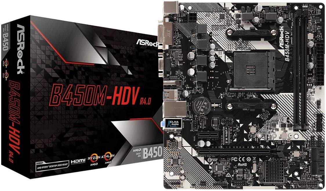 ASRock B450M-HDV R4.0 AM4 AMD Promontory B450 SATA 6Gb/s Micro ATX AMD Motherboard & Thermaltake Smart 500W 80+ White Certified PSU, Continuous Power with 120mm Ultra Quiet Cooling Fan