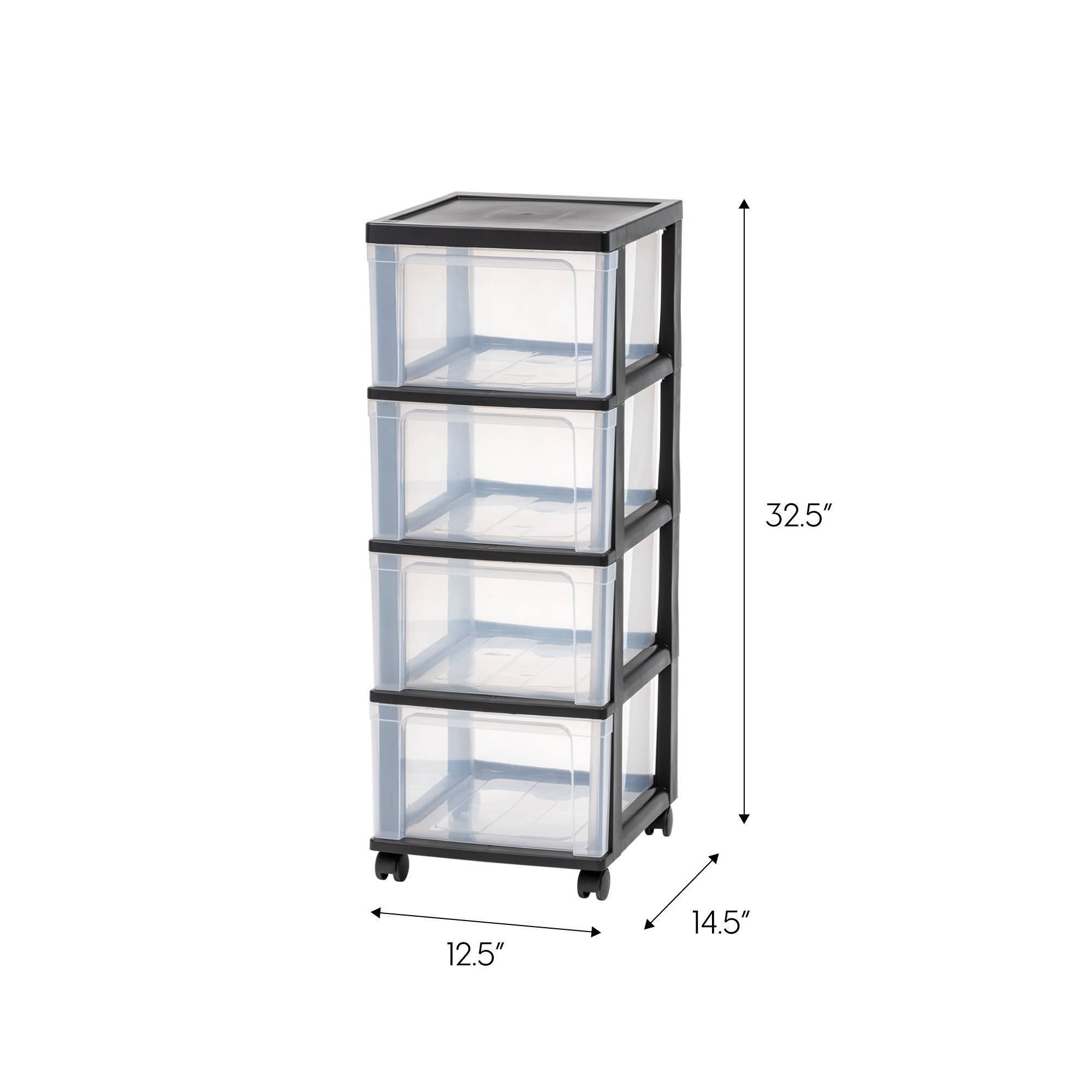 Iris 4-Drawer Narrow Cart, 2 Pack, Black | 575002