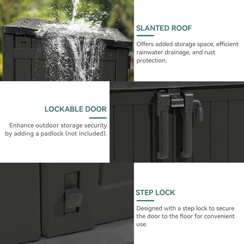 YITAHOME 8x6.2FT Outdoor Storage Shed w/o Floor, All-Weather Plastic Shed with Lockable Doors, Window & Vents, Plastic Tool Shed for Backyard, Patio, Poolside, Lawn, Gray