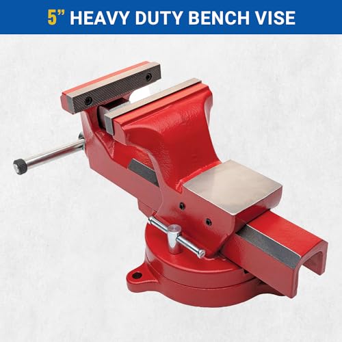 Yost Vises ADI-6 Heavy Duty Vise | 130,000 PSI Tensile Strength Austempered Ductile Iron Bench Vise | 6 Inch Jaw Width with a 360 Degrees Interlocking Swivel Base and 2 Lockdowns | Red