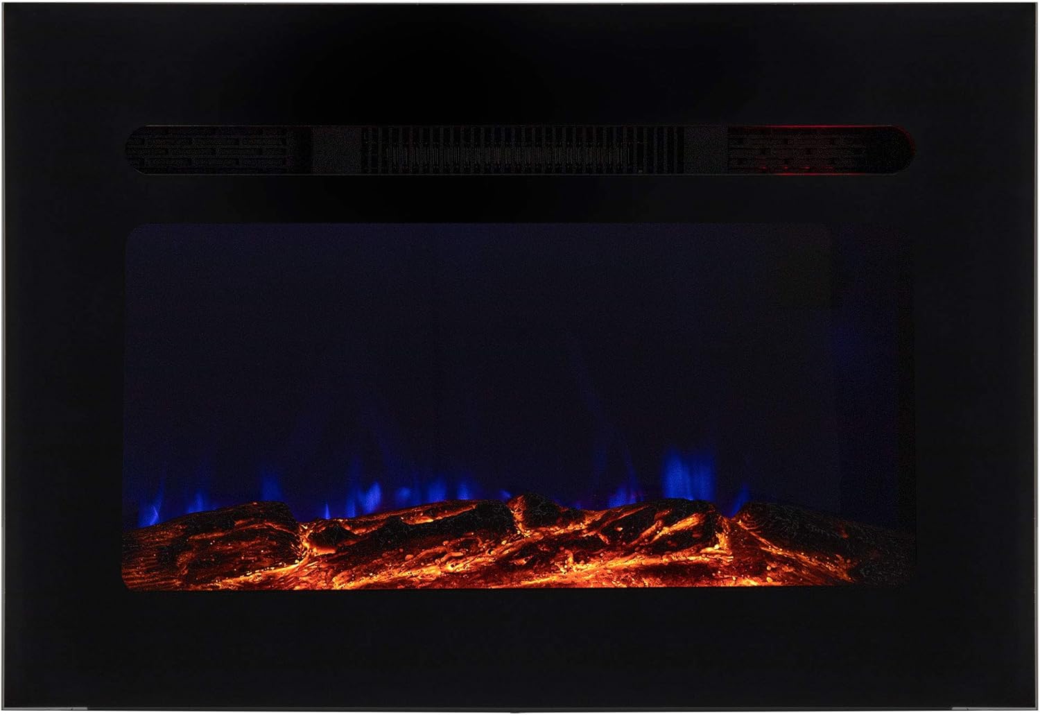 RecPro RV Fireplace 30" | Recessed Electric Fireplace | Glass with Log View | Includes Remote | Three Different Flame Color Options