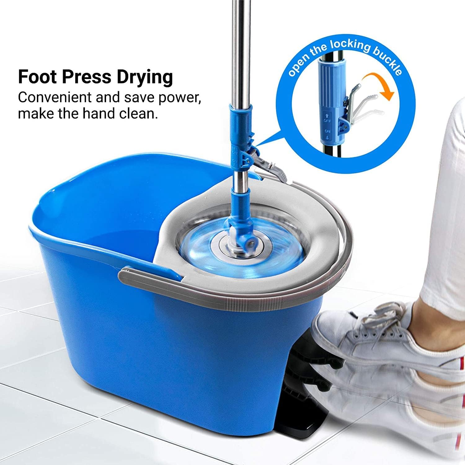 MASTERTOP Spin Mop and Bucket with Wringer Set and Spin Mop and Bucket with Foot Pedal