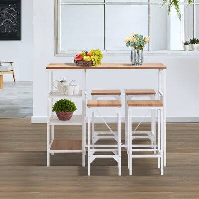 Joselina 5 - Piece Counter Height Dining Set Latitude Run Table Top Color: Oak, Table Base Color: White