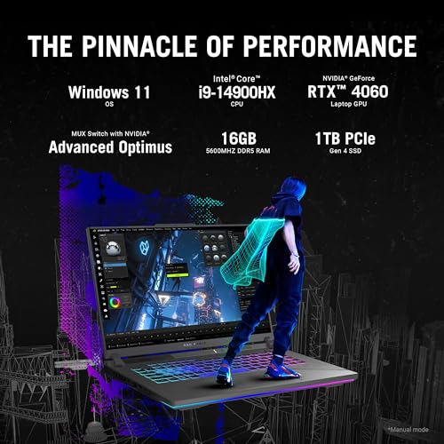 ASUS ROG Strix G16 (2024) Gaming Laptop, 16” Nebula Display 16:10 QHD 240Hz, GeForce RTX 4060, Intel® Core™ i9-14900HX, 16GB DDR5-5600, 1TB PCIe SSD, Wi-Fi 6E, Windows 11, G614JVR-ES94