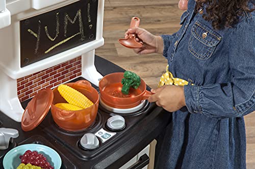 Step2 Great Gourmet Kids Kitchen Play Set, Interactive Play with Lights and Sounds, Toddlers 3+ Years Old, Realistic 33 Piece Toy Accessory Set, Tan