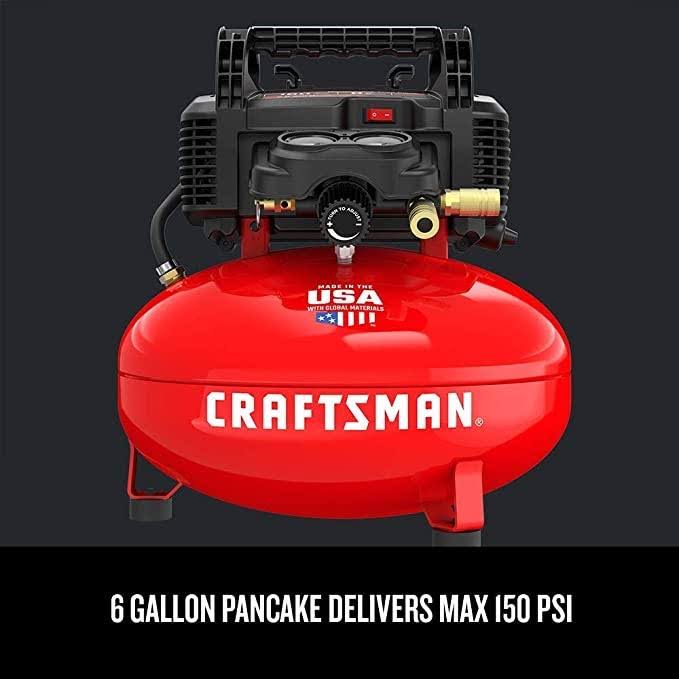 Craftsman 6 gal. Pancake Portable Brad Nailer and Air Compressor Combo Kit 150 PSI 0.8 HP