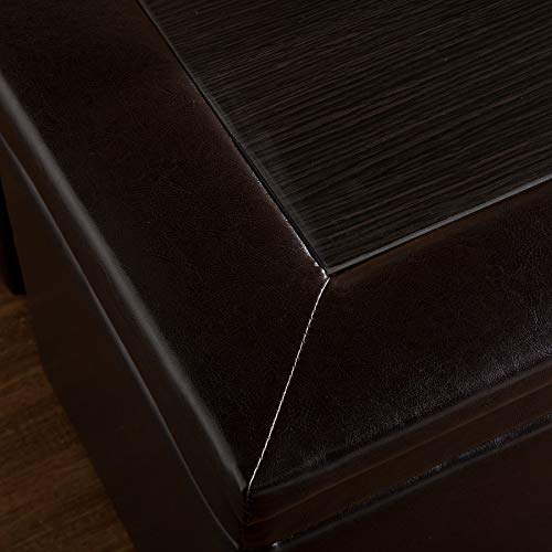 SEI Furniture Nylo Nesting Coffee Table and Storage Ottomans Set, Dark Chocolate