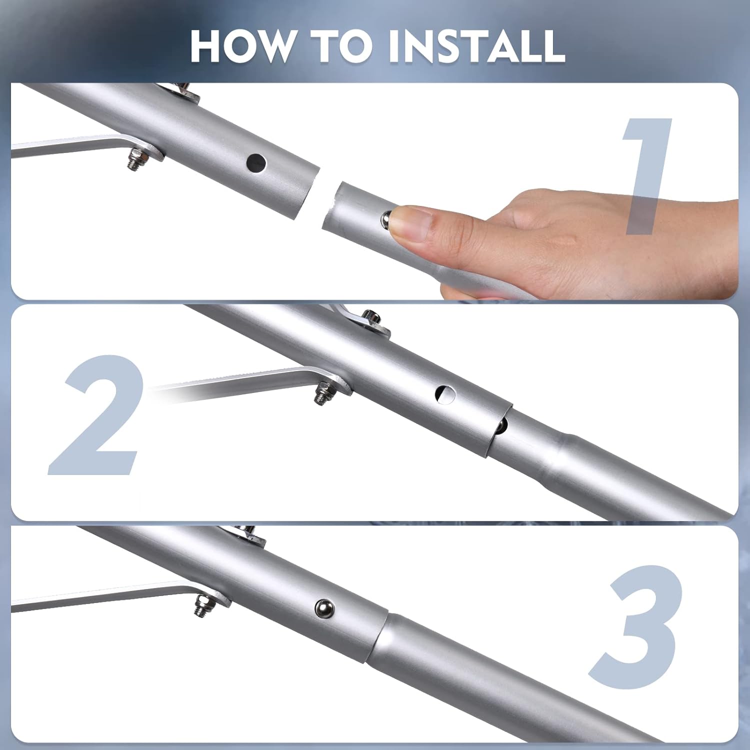 Snow Roof Rake for Snow Removal, 4.78’-19.88’ Extendable Aluminum Snow Rake for House Roof, Time-Saving Lightweight Roof Snow Removal Tool with 25" Blade, 5-Section Tubes for Roof Snow, Wet Leaves Pack of 2