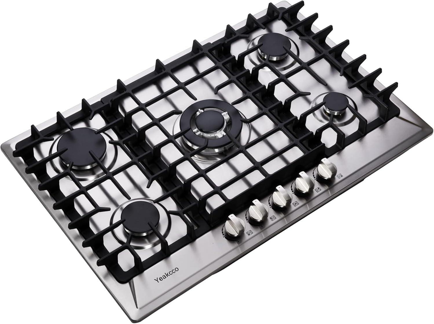 30 Inch Gas Cooktop, Built-in 5 Burners Stainless Steel Gas Stovetop Propane/Natural Gas Convertible Stove Top Dual Fuel Gas Hob