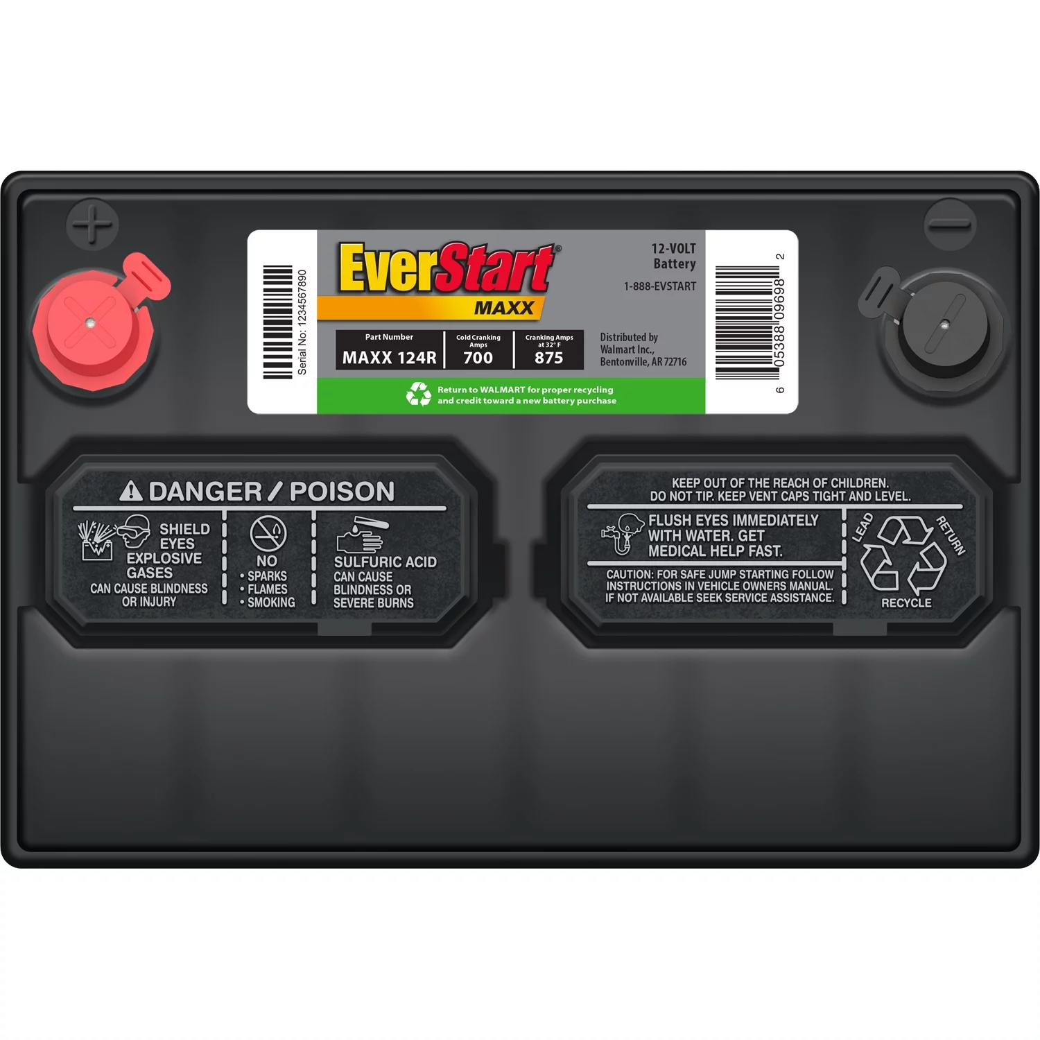 EverStart Maxx Lead Acid Automotive Battery, Group Size 124R 12 Volt, 700 CCA