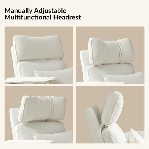 HULALA HOME Glider Recliner Nursery Chair with Adjustable Armrests & Headrest, Modern Power Recliner with USB Port & Storage Bags, Swivel Rocker Recliner for Nursing Room Bedroom, Grey