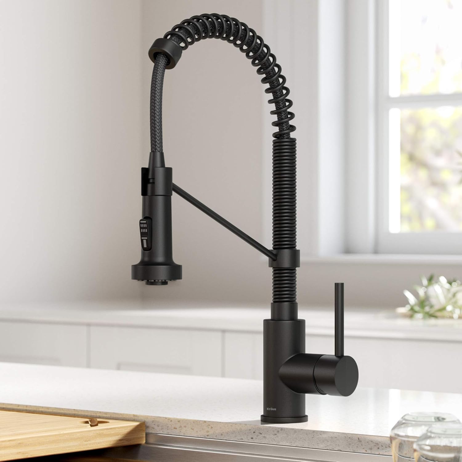 Kraus KSF-1610MB Bolden Sensor Commercial Pull-Down Kitchen Faucet (Matte Black) and KRAUS Kitchen Soap Dispenser (Matte Black)