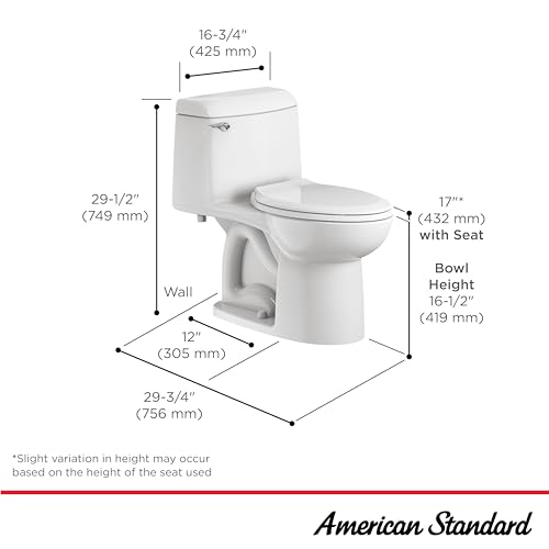 American Standard 2004314.020 Champion 4 One-Piece Toilet with Toilet Seat, Elongated Front, Standard Height, White, 1.6 gpf