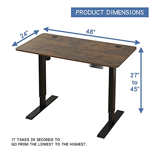Electric Height Adjustable Standing Desk, 55 x 24 Inches Home Office Computer Desk - Memory Settings - Solid Top - Double-Beam Construction - Anti-Collision Technology and Current Protection