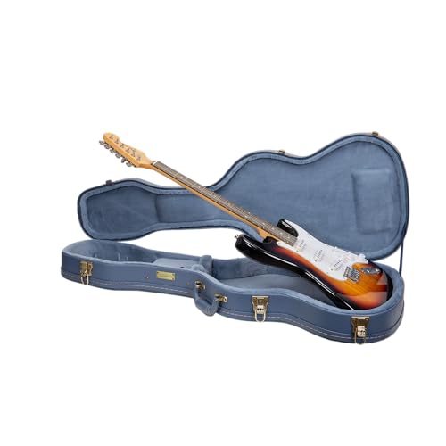 Crossrock Relief Series 335 Guitar Case for ES-335 & Semi-Hollow Electric Guitars | Carved Smoke Blue Finish, Monochrome Blue Velvet Interior, Lock – Premium Wooden Hardshell