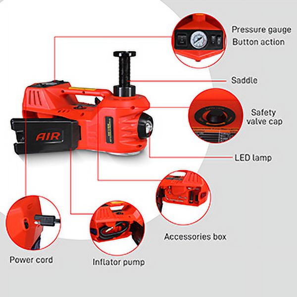ELTPOWER Electric Car Jack,5 Ton 12V Hydraulic Jack Lift with Electric Impact Wrench,Built-in Inflatable Pump,and LED Light for SUV MPV Sedan Truck Change Tires Garage Repair