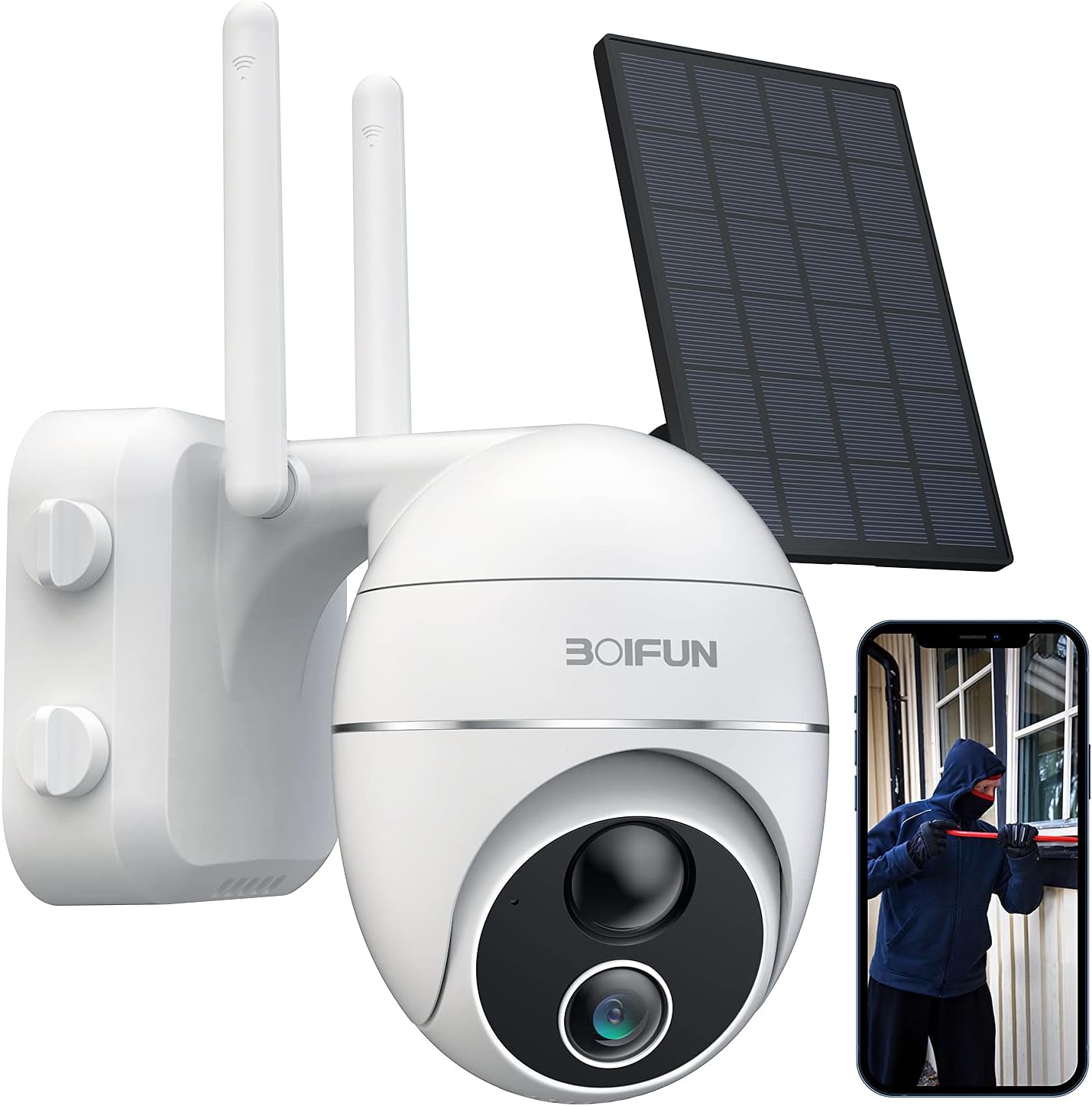 Solar Security Camera Outdoor, Wireless WiFi 360° PTZ Camera outdoor, 15000mAh Battery Solar Powered Security Cameras with 1080P Night Vision, PIR Motion Detection, 2 Way Audio, IP65, SD/Cloud Storage