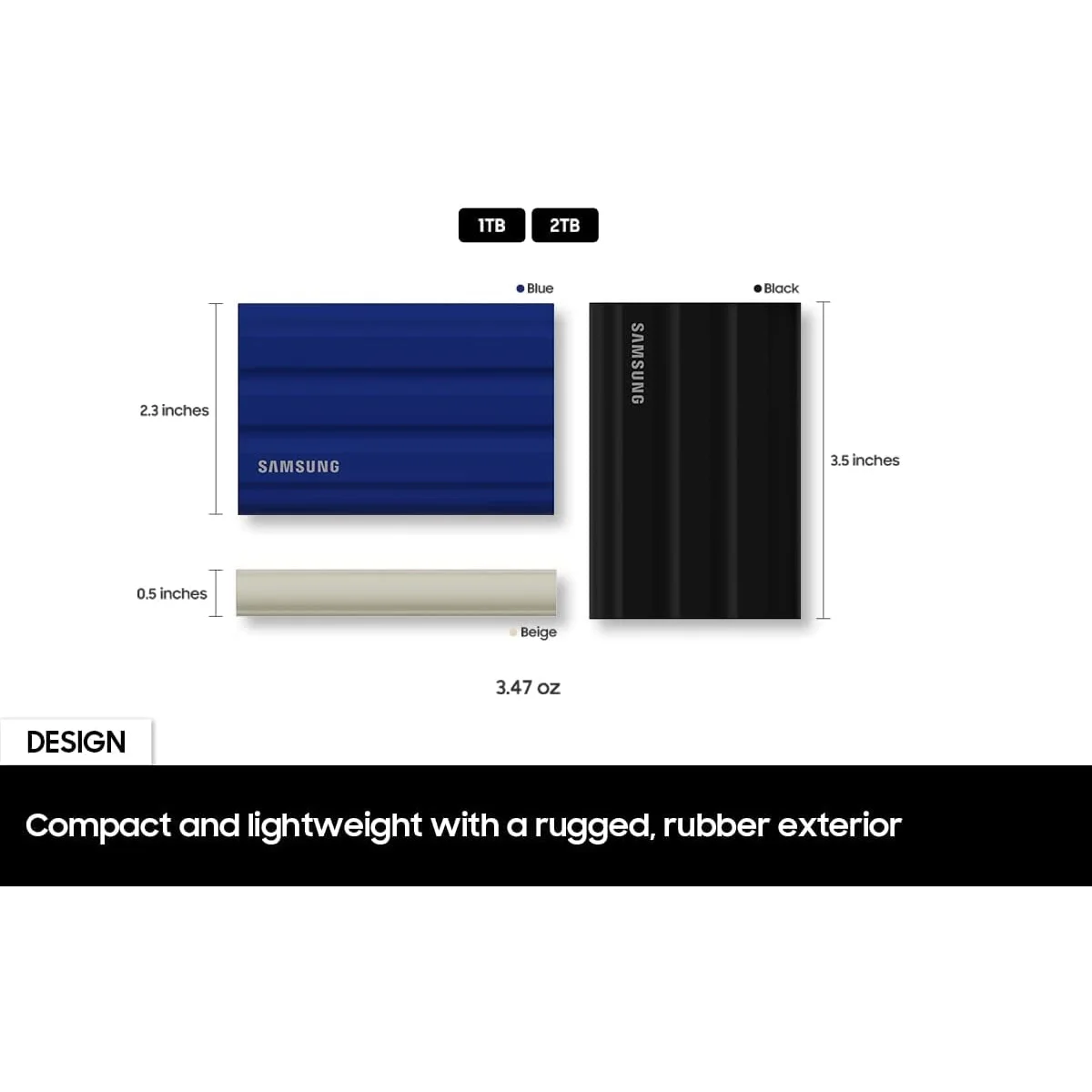 Samsung MU-PE1T0R/AM T7 Shield Portable Solid State Drive 1TB 2022 - Blue (2-Pack)