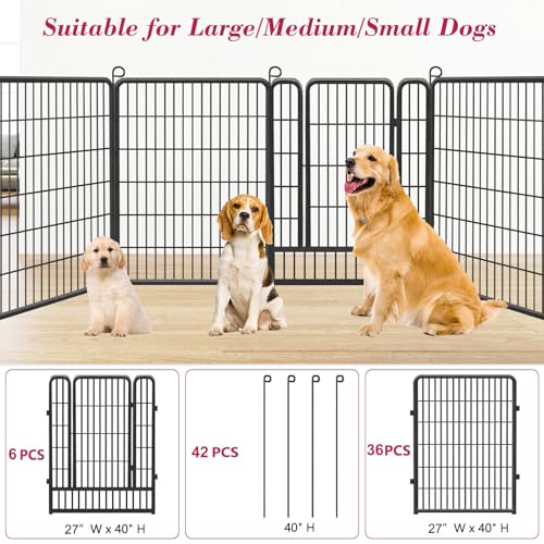 Dog Playpen, 32inch 10 Panels Outdoor Dog Fence Indoor Dog Pen Anti-Rust Pet Puppy Pen Dog Exercise Pen with Lock for Medium Small Dogs, Portable Pet Fence for Yard RV Camping