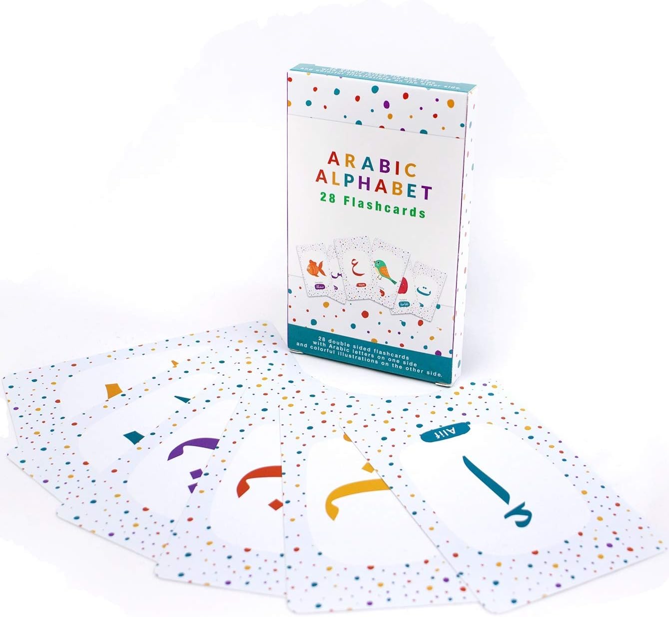 EALIVE Arabic Flash Cards - Arabic Alphabet for Kids with English Transliteration - Unique Playful Flashcards for Learning Arabic Pack of 2