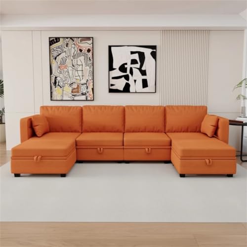 Modular Sectional Sofa U Shaped Sectional with Ottomans, Reversible Sofa Couch for Living Room