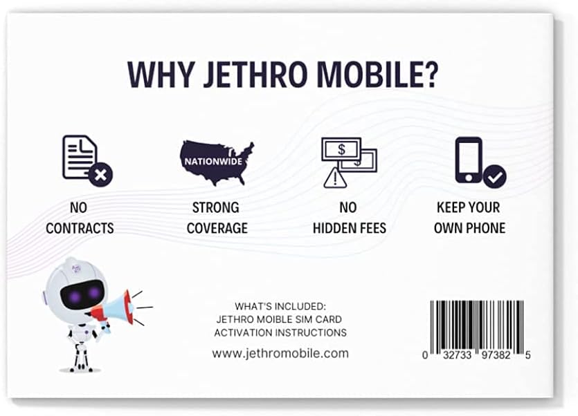 Jethro Mobile $100 Phone Plan for 365 Days - Unlimited Talk and Text and No Data, Perfect for Senior Cell Phones, (SIM Card Kit Included)