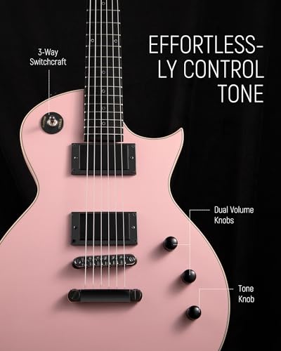 Fesley 39" LP Electric Guitar Kit: Full Size Solid Body Electric Guitars for Beginners with Humbucker Pickups, Poplar Body, Mahogany Neck,22 Frets,6 String Guitar with Gig Bag,Cable,FLP350,Matte,Black