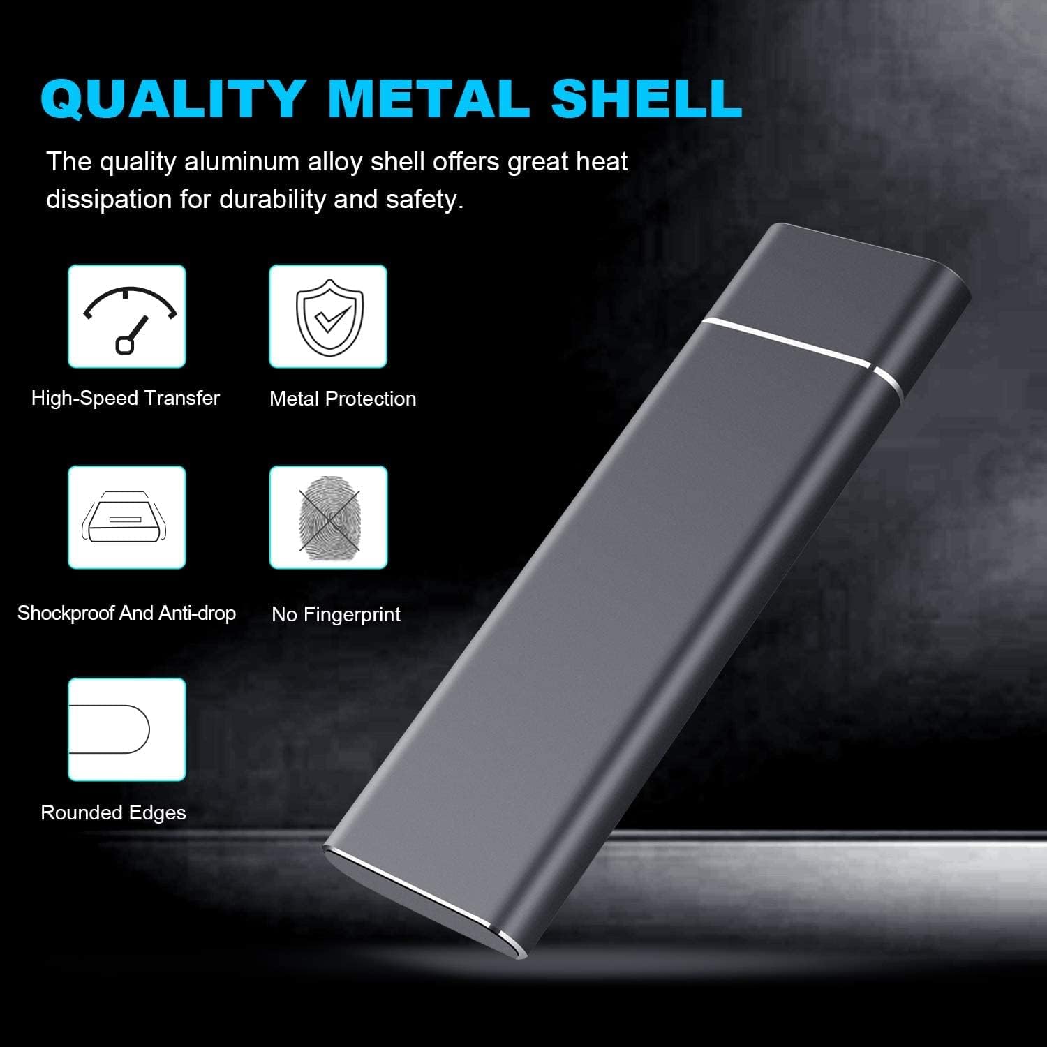 External Hard Disk 2TB Ultra Thin Hard Disk usb3 1 Portable Hard Disk Compatible with Laptop Desktop 2T - Black