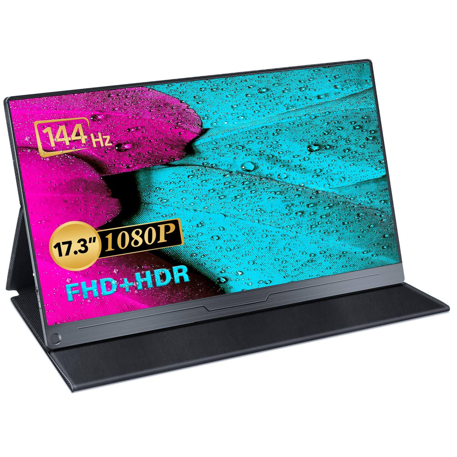 Portable Monitor, Upgraded 17.3 inch IPS HDR 100% sRGB 1920x1080 FHD Eye Care Screen USB C Gaming Monitor, Dual Speaker Computer