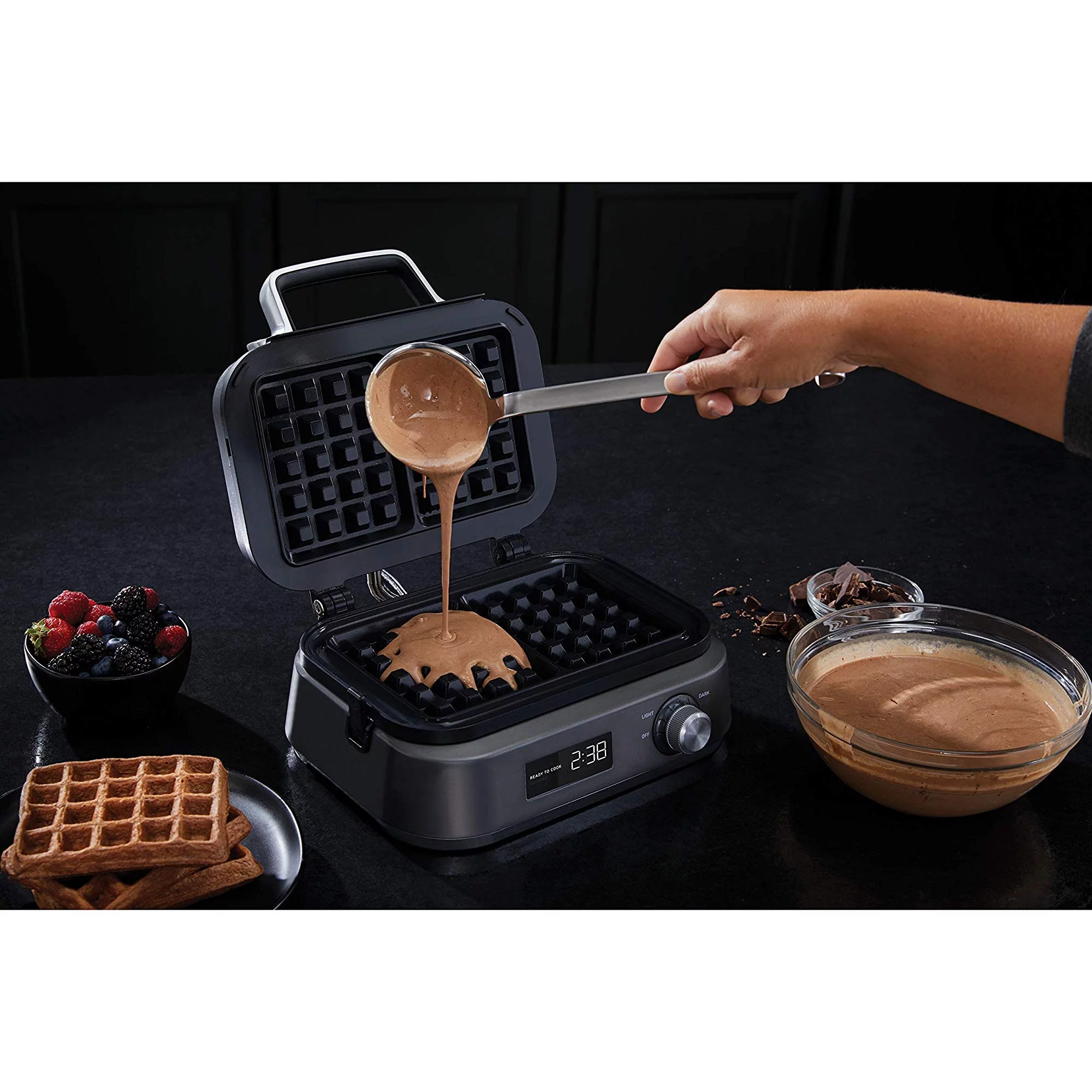 Calphalon Intellicrisp Waffle Maker, Dark Stainless Steel